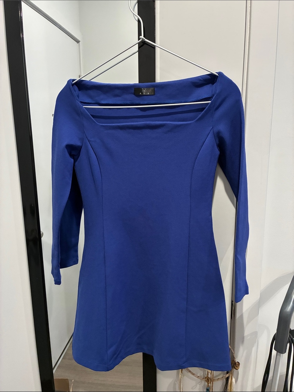 Women’s Royal Blue Square Neck Long Sleeve Dress